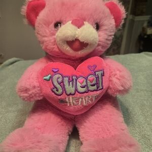 Pink Sweet Heart Bear 10in With Bling Heart 2023 Huggable Soft Love White Accent